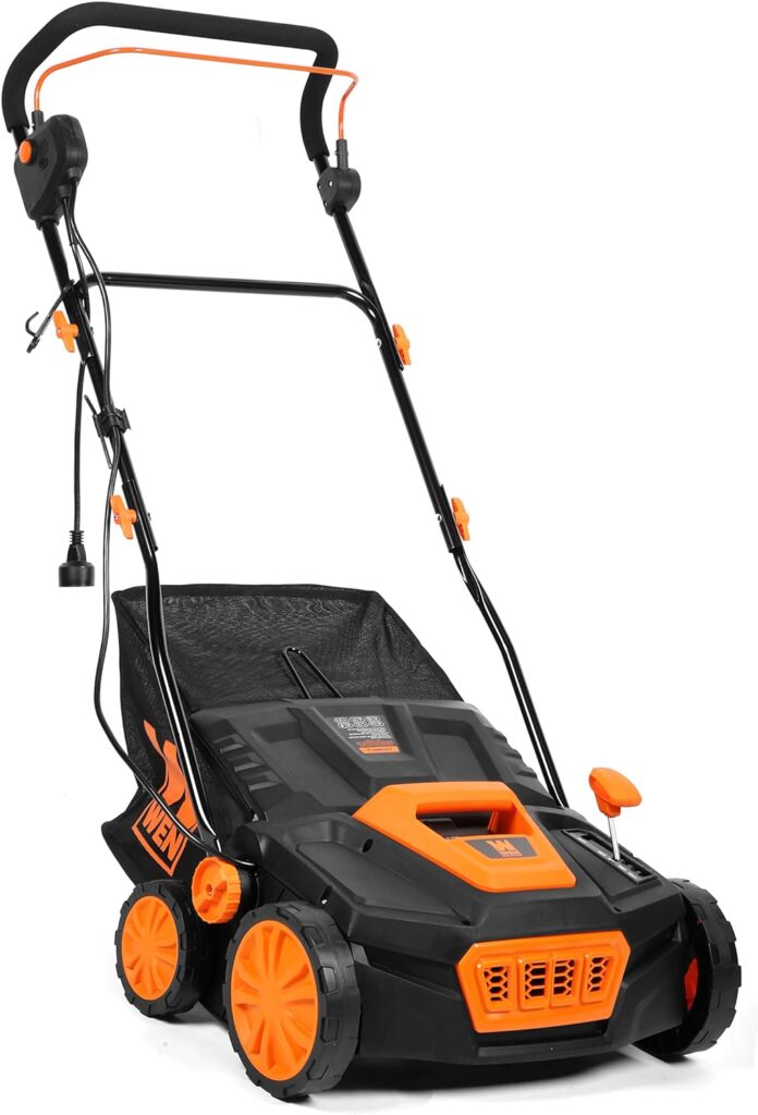 WEN DT1315 15-Inch 13-Amp 2-in-1 Electric Dethatcher and Scarifier with Collection Bag, Black